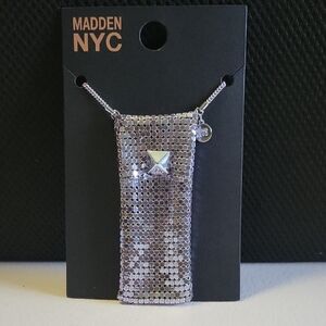 Madden NYC Silver Purple Mesh Necklace Pouch Long